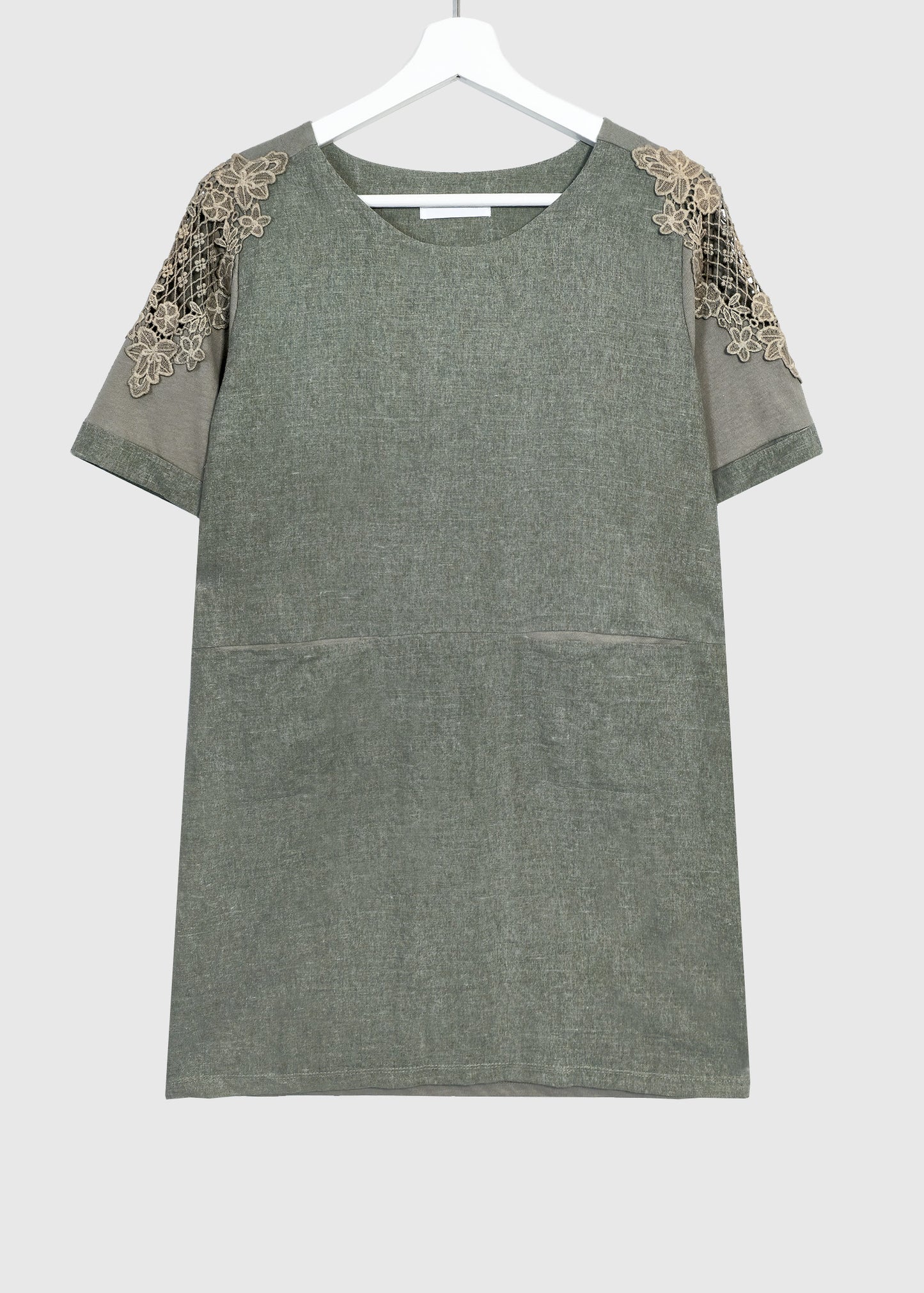 DAHLIA Lace Detail Linen Dress