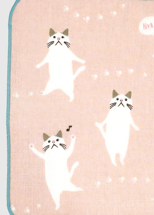 WHITE CAT Gauze Handkerchief