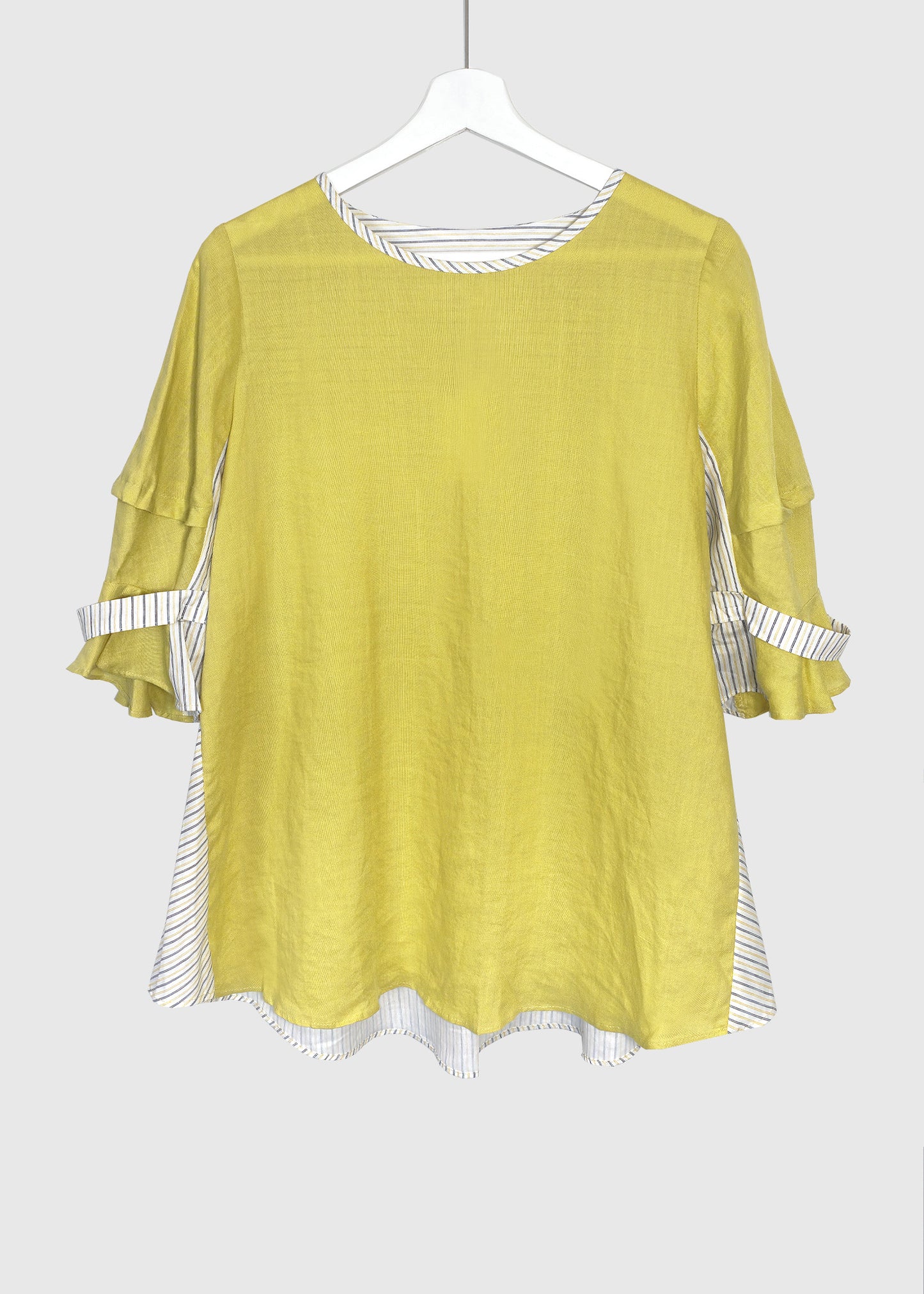 PEONY Linen Striped Back Top