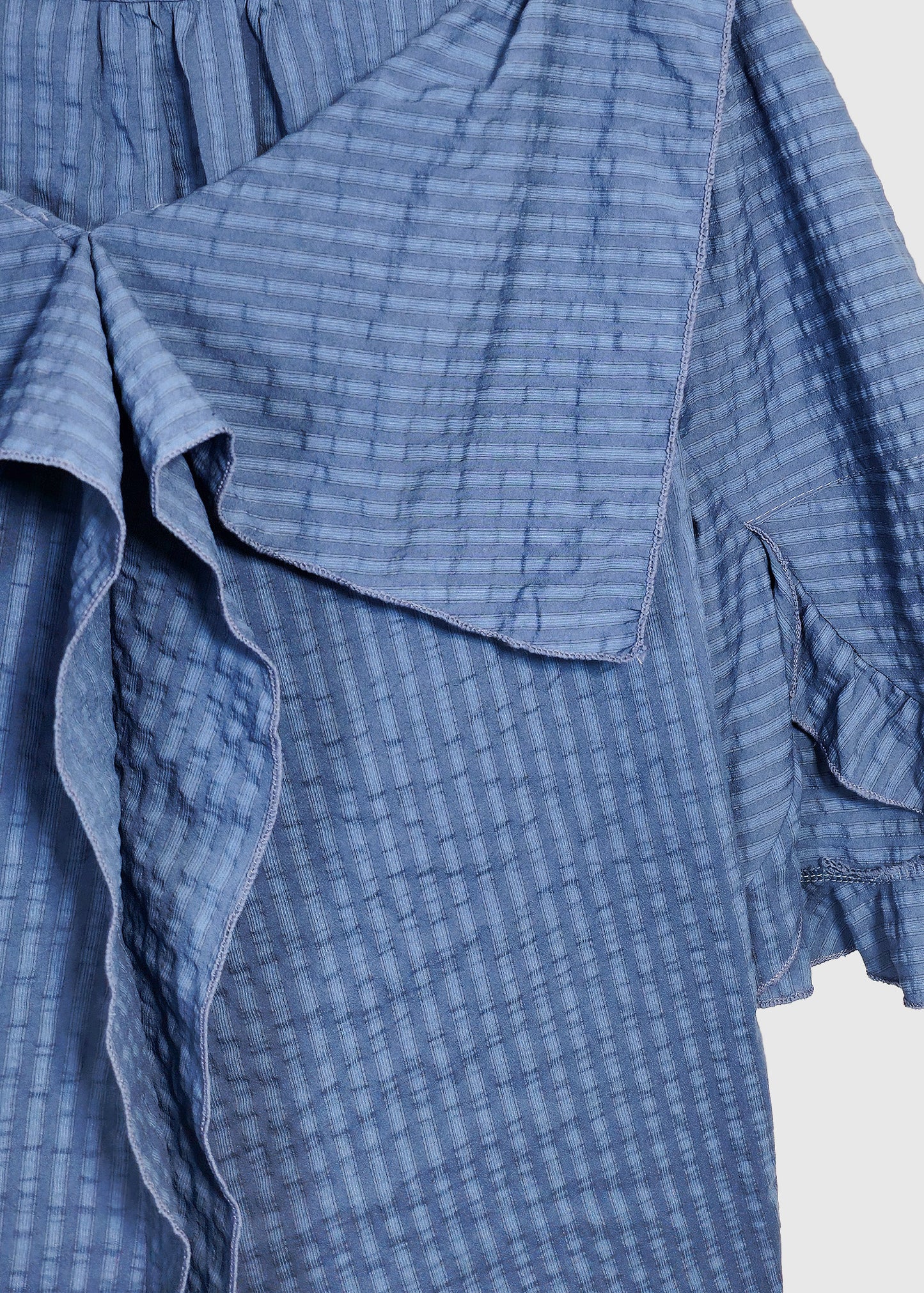 MINERVA Seersucker Ruffled Blouse