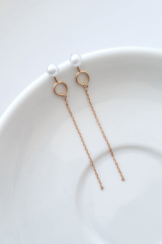 Pearl Chain Drop Earrings