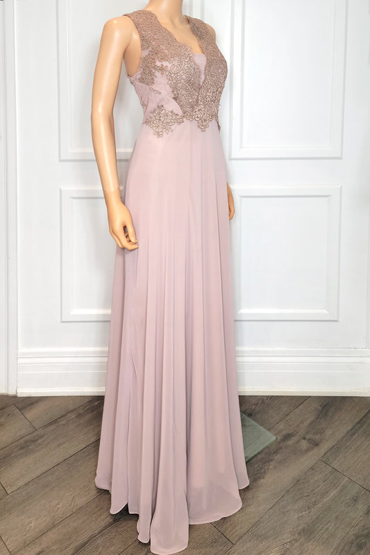 Lace and Chiffon A-Line Gown