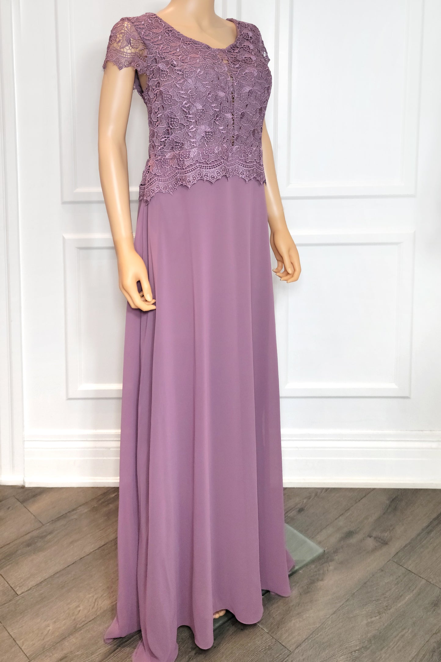 Lace Bodice Chiffon Gown
