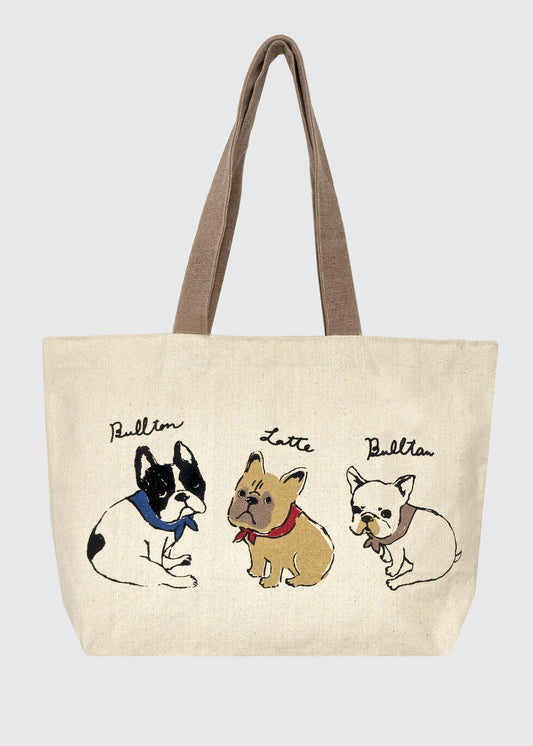 LATTE French Bulldog Wide Tote