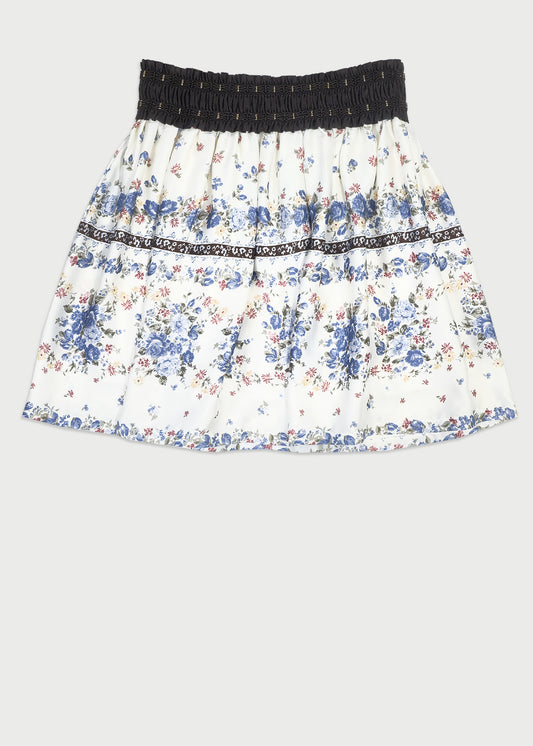 BLISS Silk Blend Floral Mini Skirt