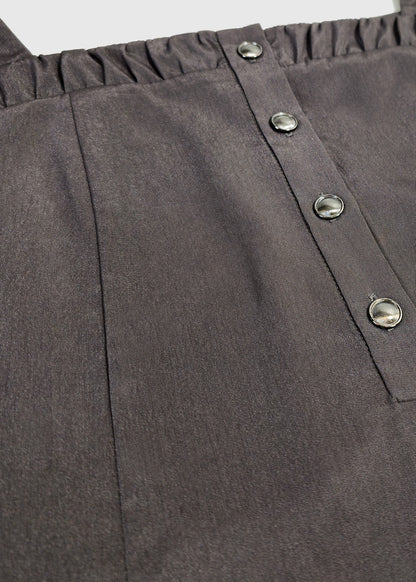 Satin Buttoned Square Neck Top