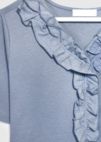 IRIS Cotton Ruffle Front T-Shirt