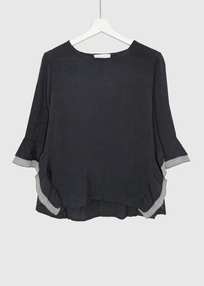 ROMEE Cotton Ruffle Trim Blouse