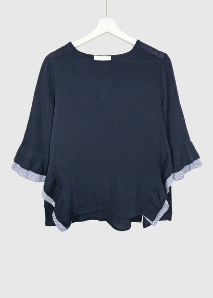 ROMEE Cotton Ruffle Trim Blouse