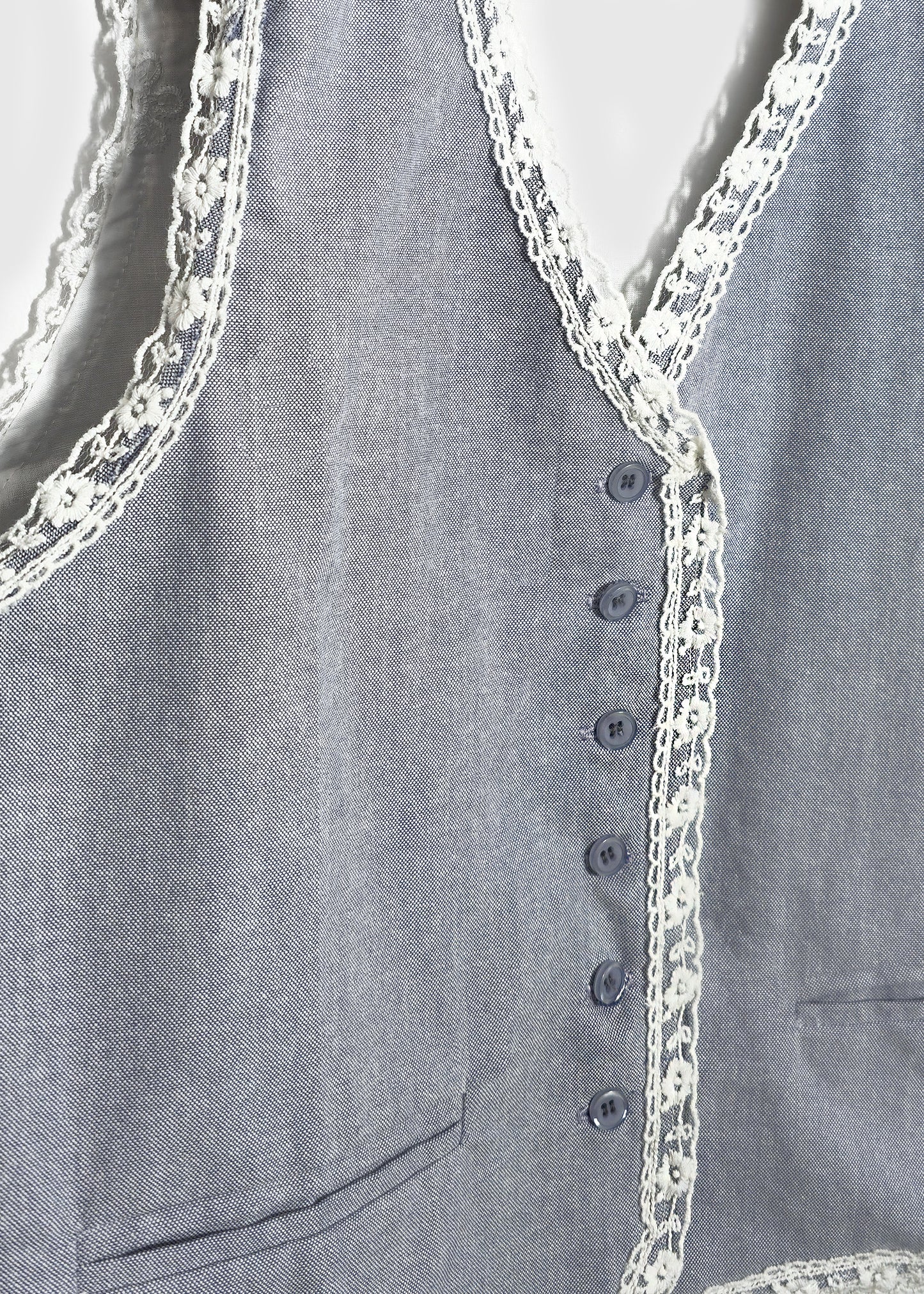 Lace Trim Button Front Vest