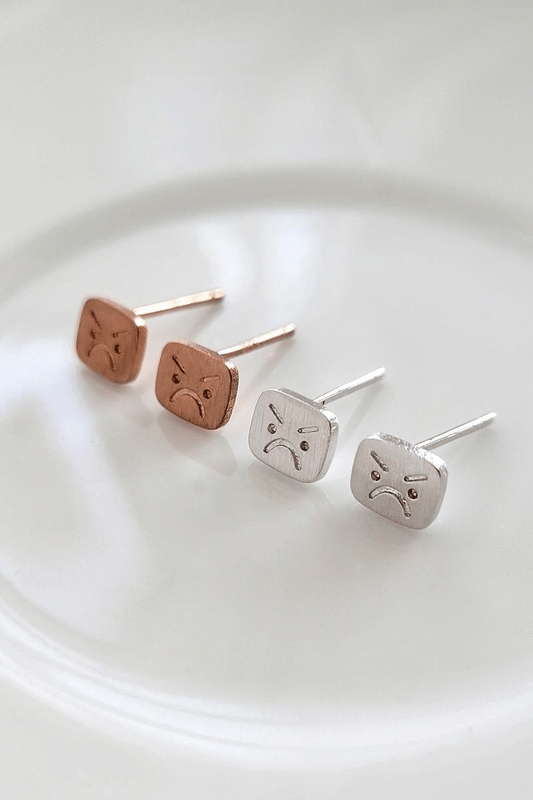 Mini Angry Face Studs