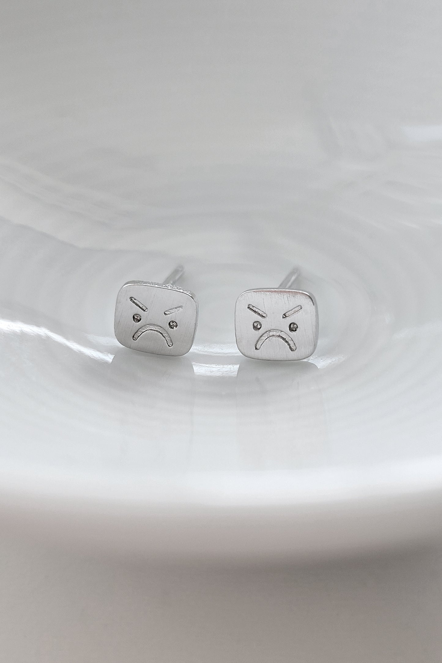 Mini Angry Face Studs