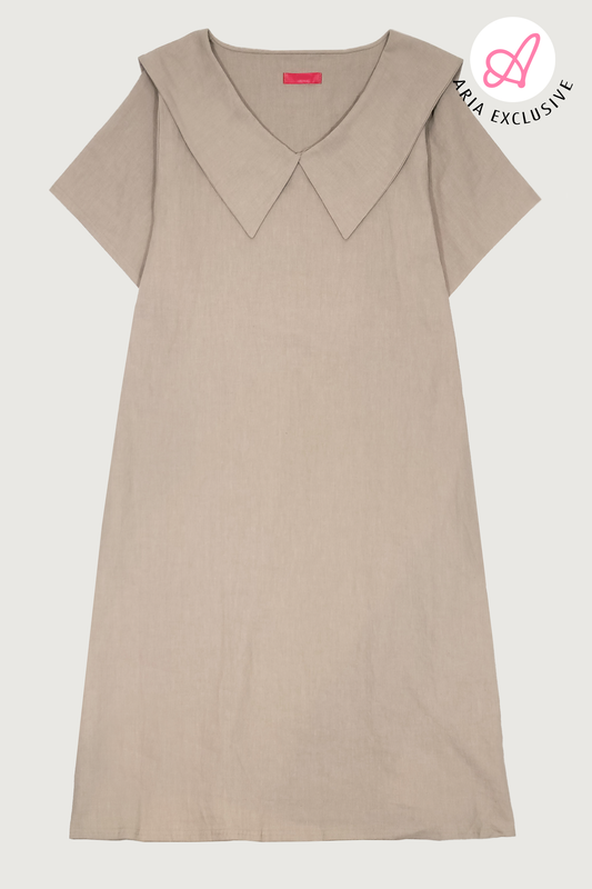 Wide Quaker Collar Linen Dress