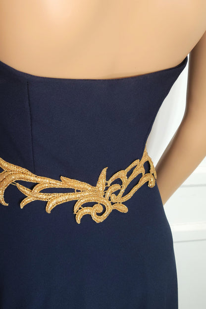 Gold Embroidered Strapless Gown