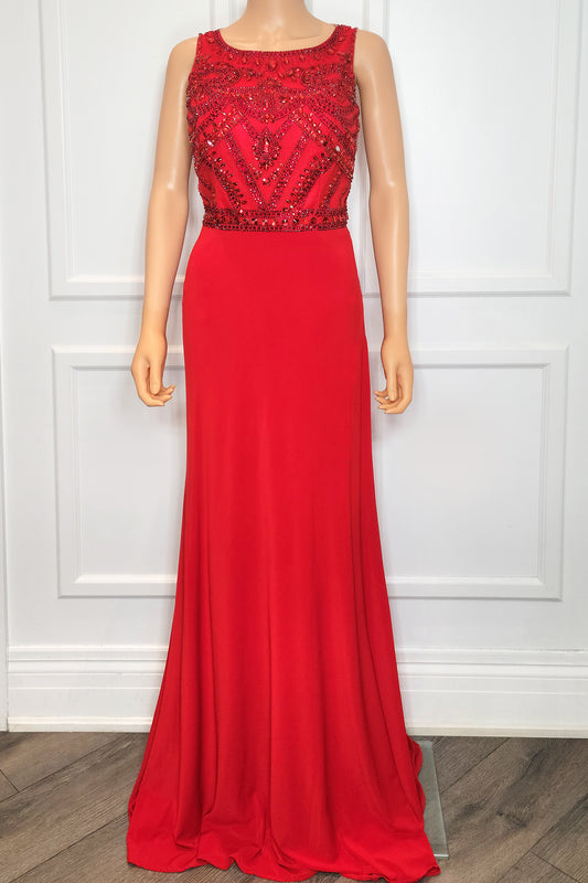 Robe sans manches à corsage perlé