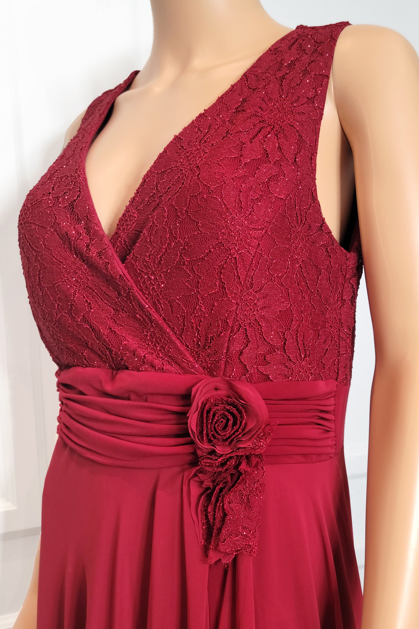 Ruffle Sequin Lace Gown