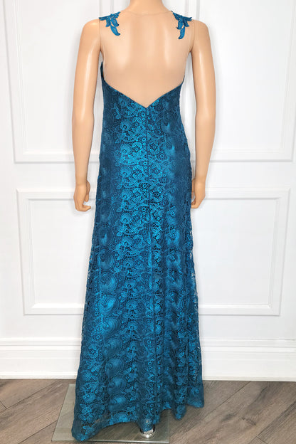 Lace Mesh Overlay Maxi Dress