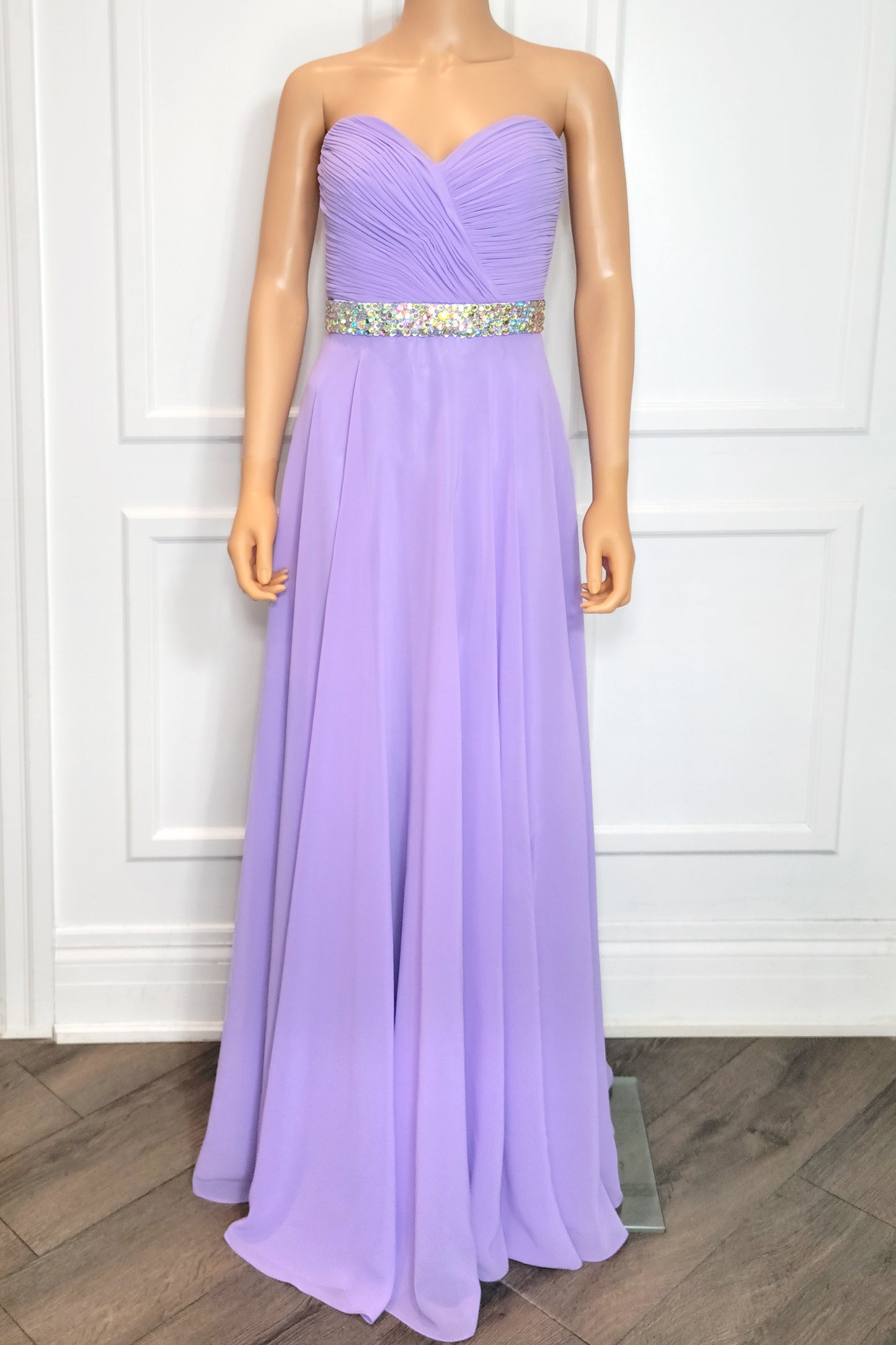 Lace-Up Back Strapless Gown with Shawl