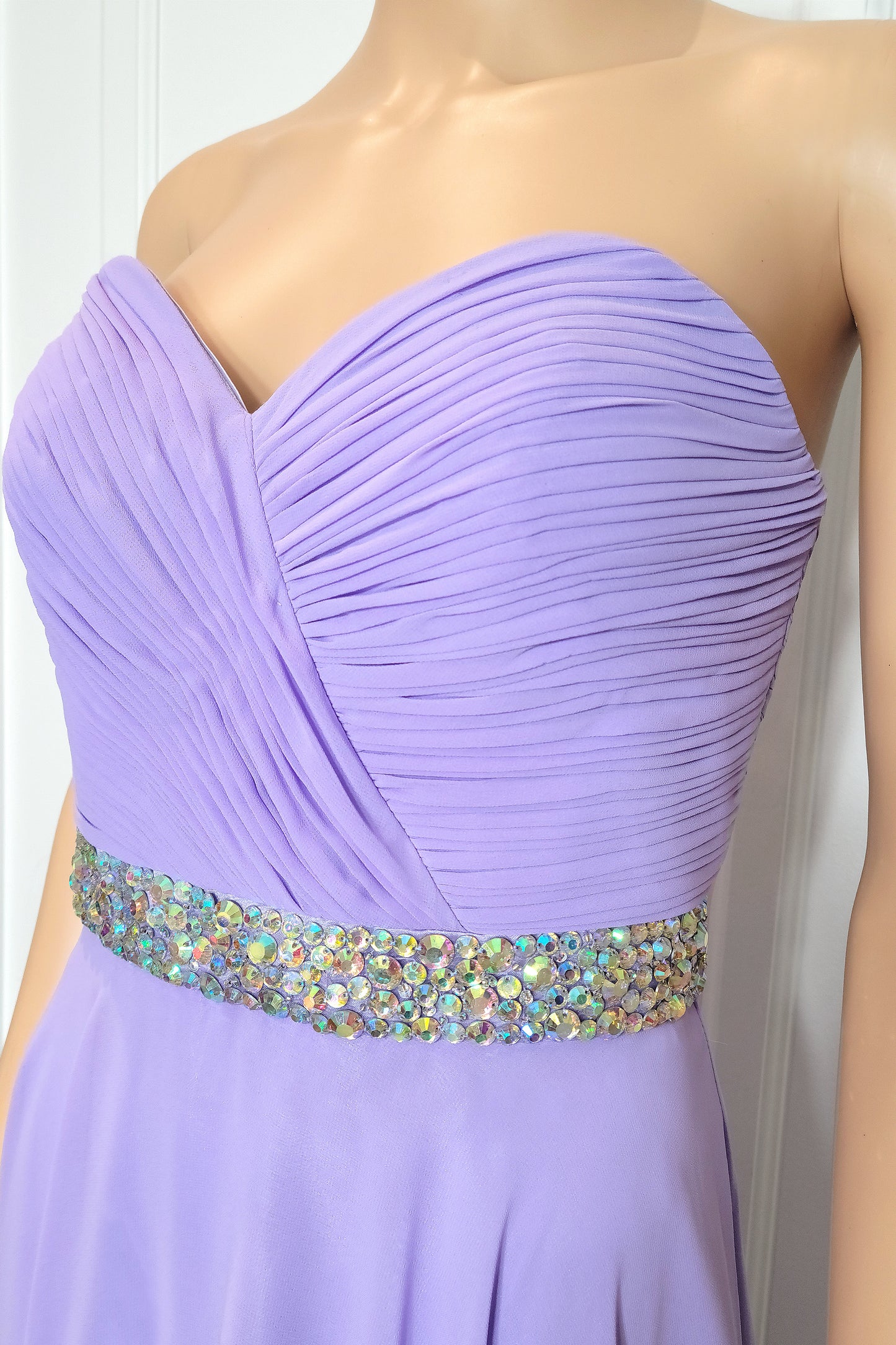 Lace-Up Back Strapless Gown with Shawl