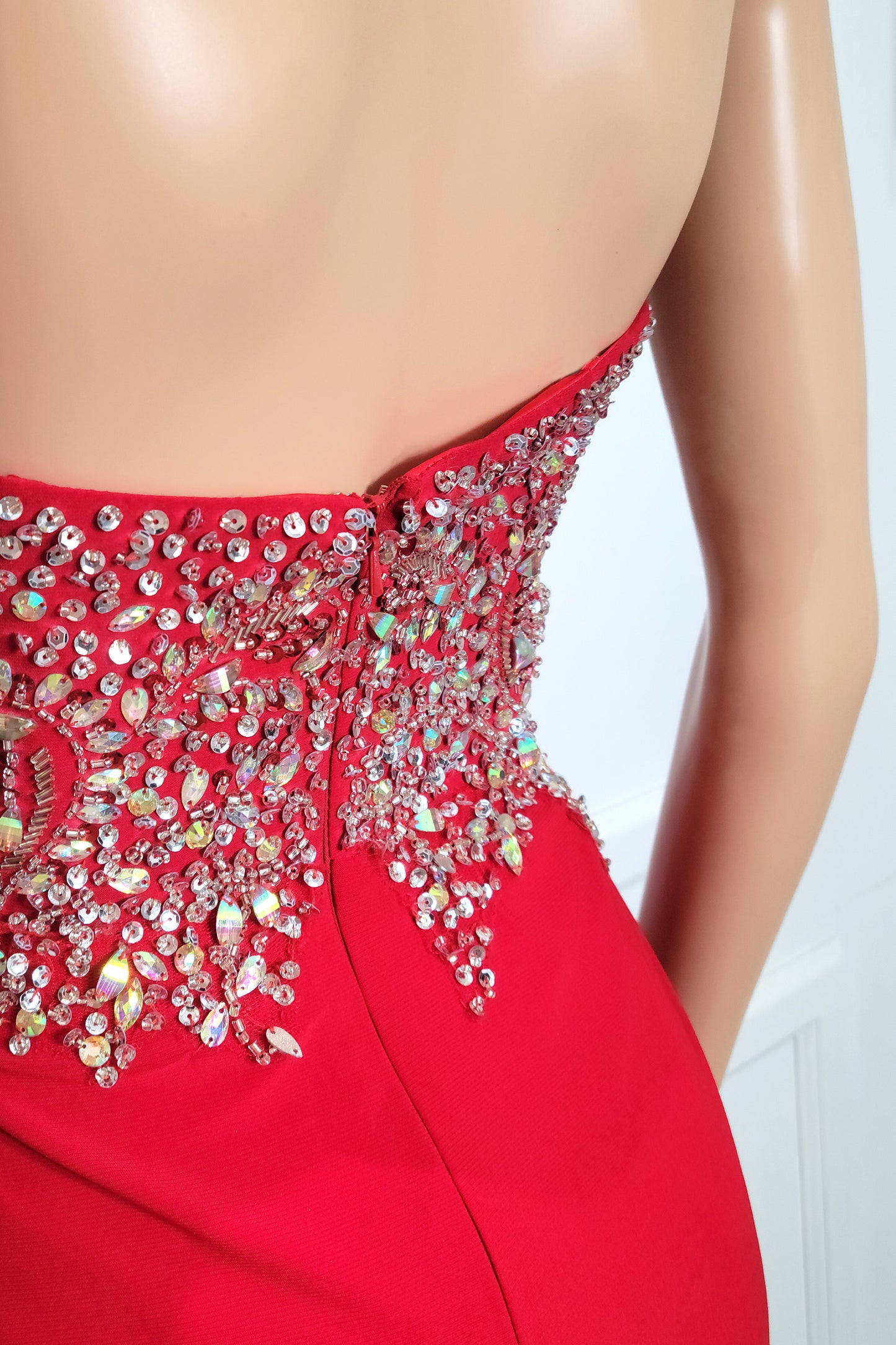Beaded Strapless Gown with Shawl