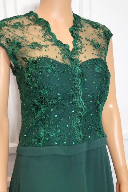 Floral Lace Bodice Chiffon Gown