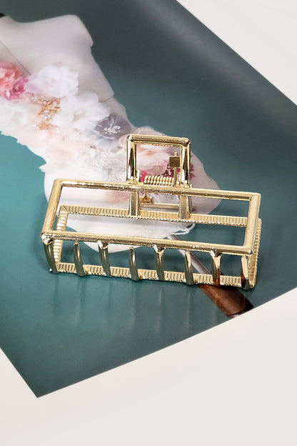 Glossy Gold Squared Hair Claw