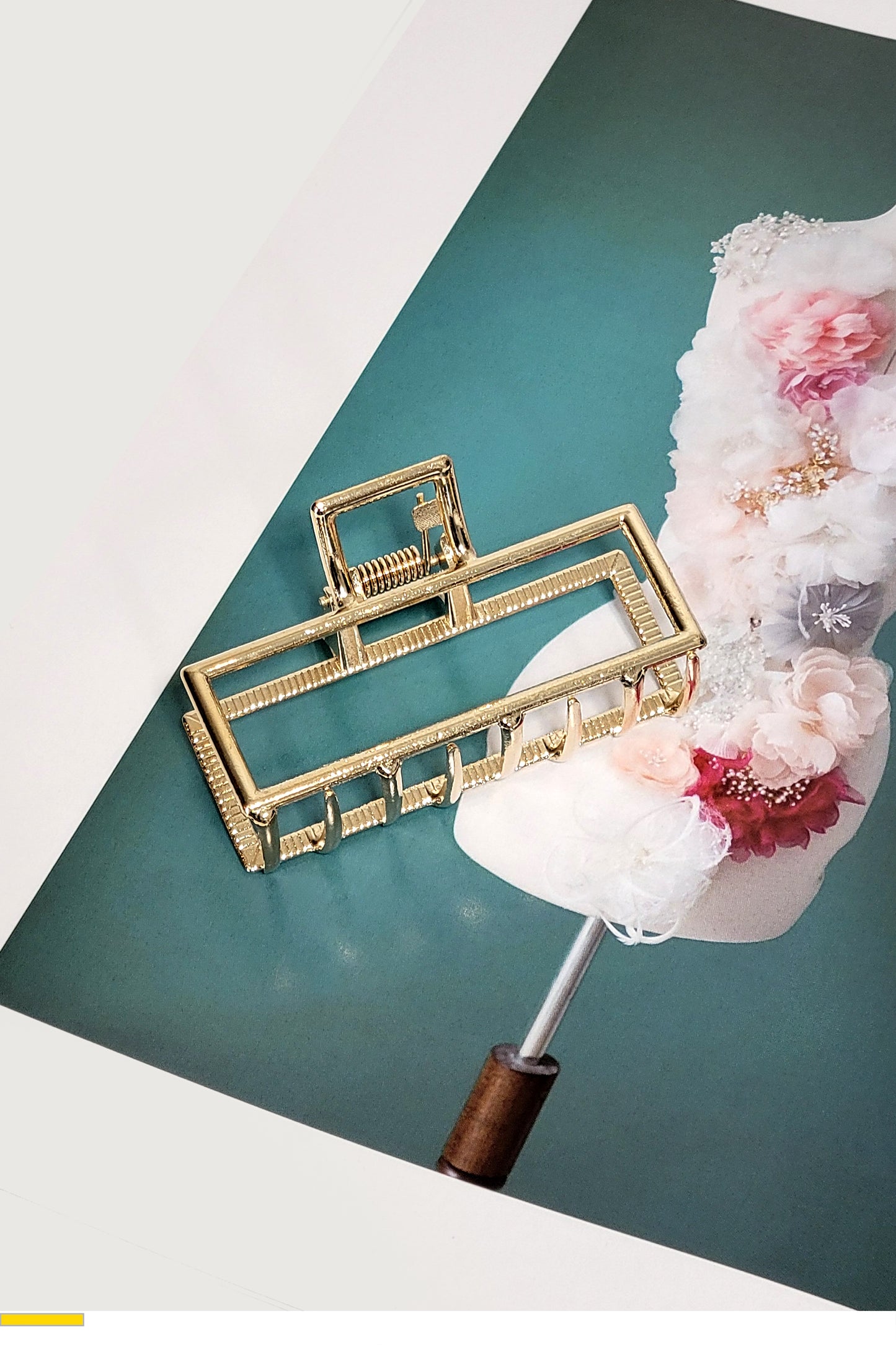 Glossy Gold Squared Hair Claw