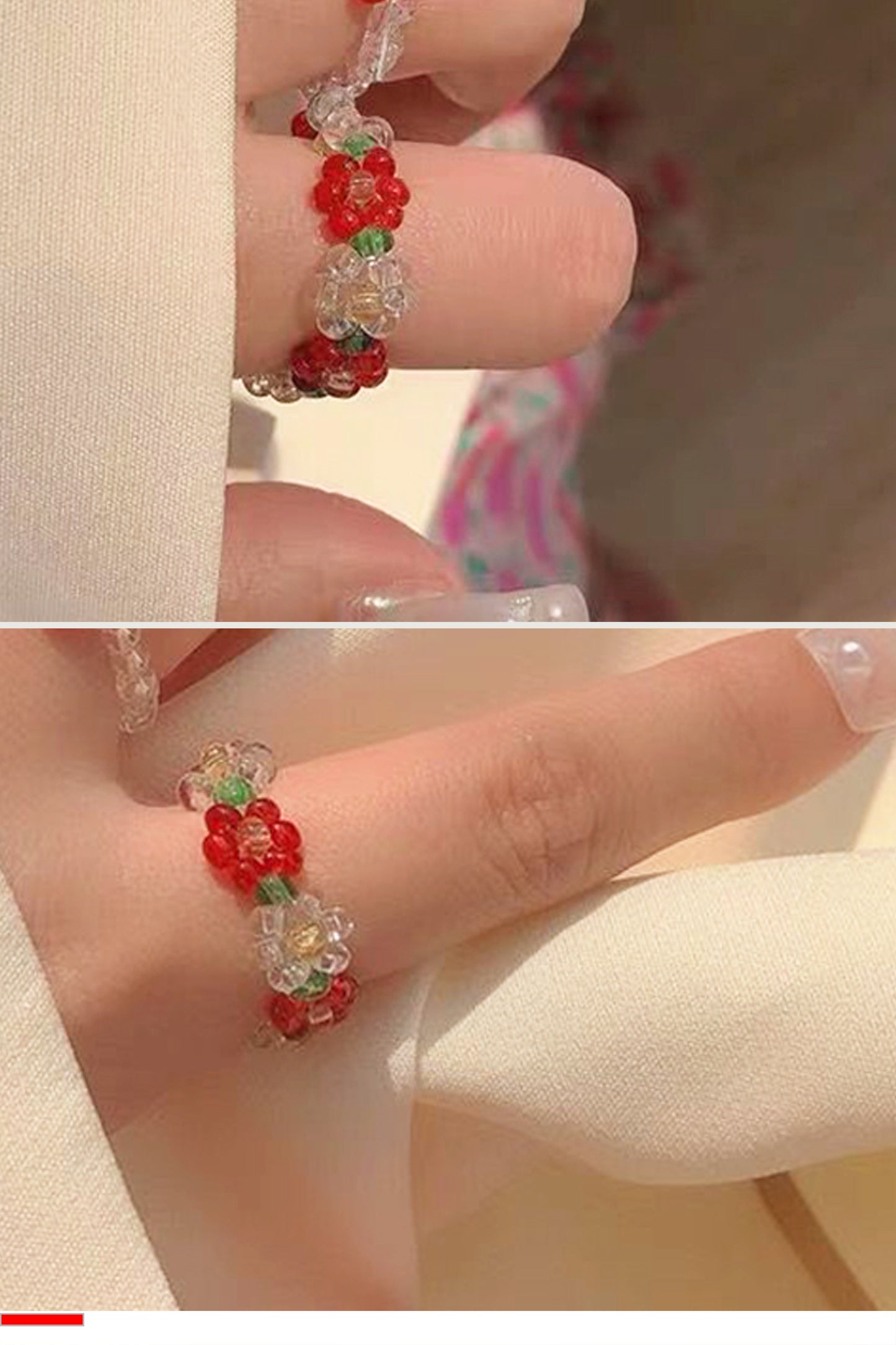 Anneau de perle de fleur élastiqué